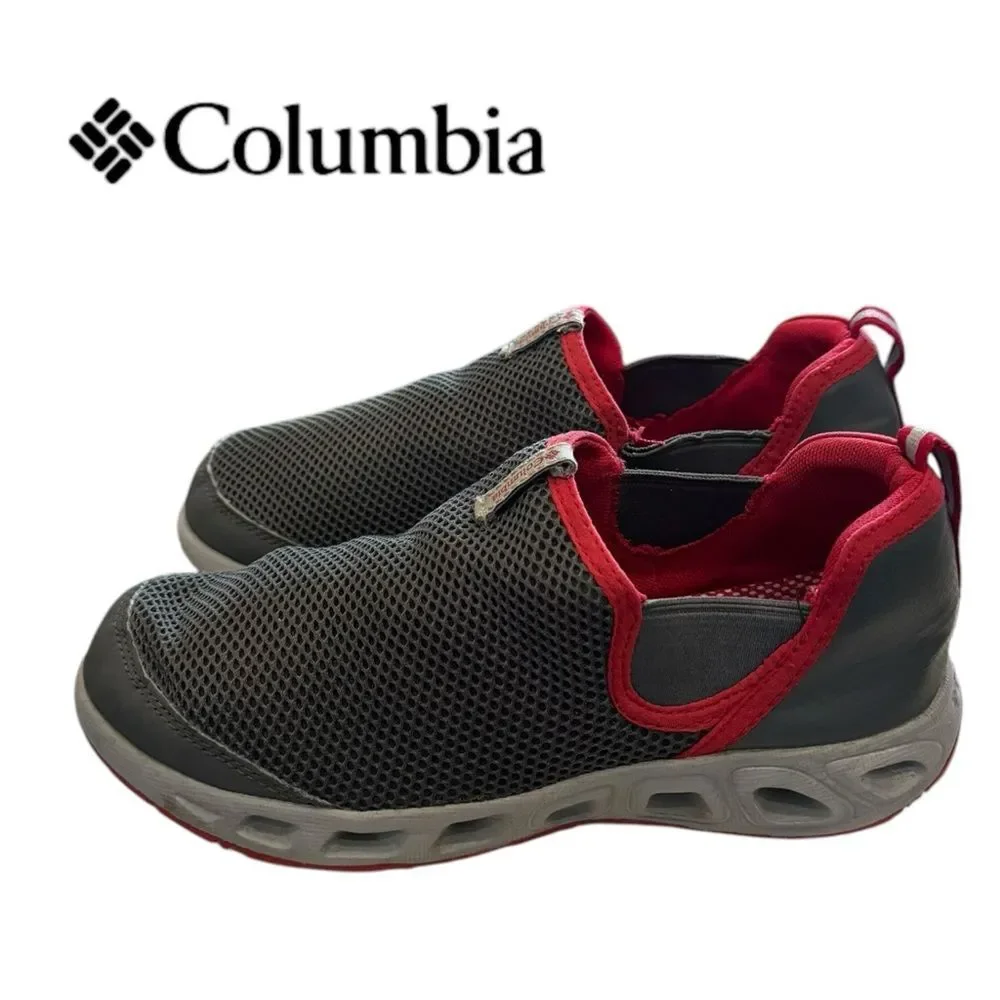 Columbia Moccaswim Water Sneakers BC1092-053 Low Top Slip On Gray Red Youth 6